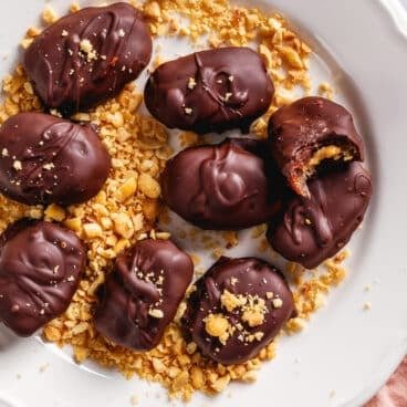 Date Snickers on a plate